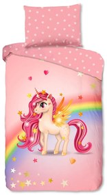 Set copripiumino e federa da bambini rosa in cotone per letto singolo 140x200 cm Little – Good Morning