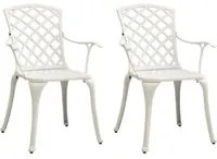 Sedie da Giardino 2 pz in Alluminio Pressofuso Bianco 315574