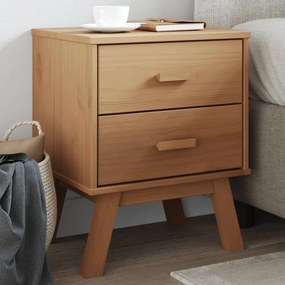 Comodino Olden Marrone İn Legno Massello Di Pino /