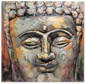 Quadro DKD Home Decor Buddha Legno Metallo Orientale Buddha (80 x 80 x 7 cm)