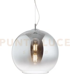 Nemo sospensione 1 luce attacco e27 40cm in vetro soffiato cromo sf...