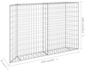 Gabbione Letto Rialzato Trapezio Acciaio Zincato 150x20x100 cm