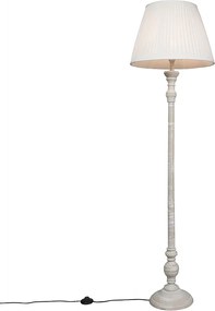 Lampada da terra intelligente grigia con paralume plissettato bianco incl. Wifi A60 - Classico