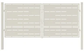 Cancello Privacy in ferro, apertura centrale, L 408.5 x H 180 cm, di colore bianco