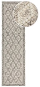 Passatoia grigio tessuta a mano in misto lana 60x230 cm Minerals Diamond - Flair Rugs