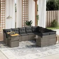 Set Divano da Giardino 10 pz con Cuscini Grigio in Polyrattan 3271921