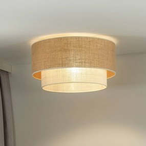 Euluna plafoniera Boho in juta, marrone naturale/bianco, Ø 45 cm