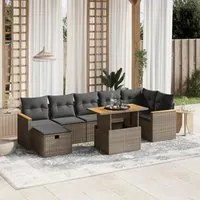 Set Divano da Giardino 8 pz con Cuscini Grigio in Polyrattan 3276049