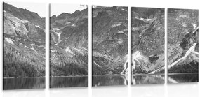 Quadri 5 pezzi – Morskie Oko nei Tatra in bianco e nero
