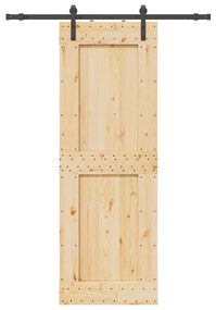 Porta Scorrevole Con Set Hardware 85x210 Cm Legno Massello Pino /
