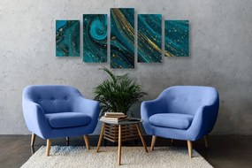 Quadri 5 pezzi – Astrazione smeraldo
