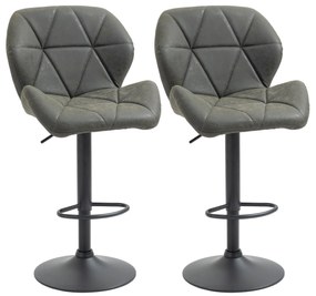 Set 2 Sgabelli da Bar 51,5x57,5x93-114,5 cm in Similpelle Grigio