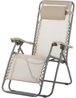 Sdraio reclinabile e pieghevole beige con braccioli