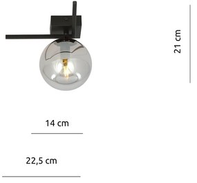 Plafoniera Moderna 1 Luce Imago 1130/1G In Acciaio Nero Vetro Fumè