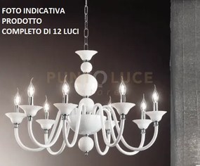 Lampadario tebe 12 luci bianco e cromo attacco e14 d.87cm