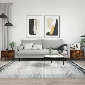 Tavolini Salotto 2 Pz Rovere Fumo 50x50x40cm Legno Multistrato /