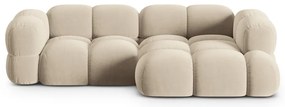 Divano angolare beige (con penisola a destra/con chaise lounge) con rivestimento in velluto Loretto – Cosmopolitan Design