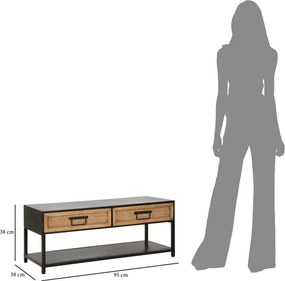 Mobile TV nero/di colore naturale in metallo 95x38x38 cm Hanoi – Mauro Ferretti