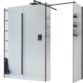 Box doccia walk-in Wens, vetro 6 mm, H 200 cm, profilo nero