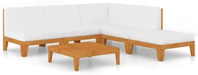 Set divani da giardino 6 pz con cuscini in massello di acacia