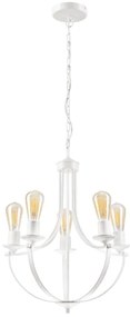 Lampadario a sospensione con catena GINA 5xE27/60W/230V bianco