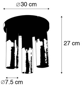 Plafoniera industriale nera con oro rotonda 3 luci - Raspi
