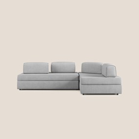 Liberty divano angolare con pouf estraibile e schienali movibili in tessuto morbido impermeabile T02