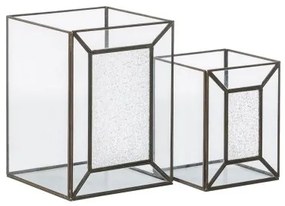 Portacandele Cristallo Dorato Metallo 22 x 22 x 29 cm (2 Unità)