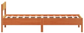 Giroletto con testiera marrone cera 90x190 cm massello pino