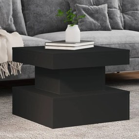 Tavolino da salotto con luci led nero 50x50x40 cm