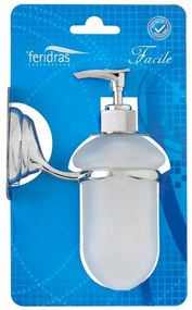 Dispenser portasapone a muro in vetro satinato con supporto cromato  Facile