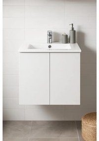 Mobile da bagno sotto lavabo SENSEA Essential bianco laccato L 60 x H 53 x P 45 cm 2 ante, lavabo non incluso