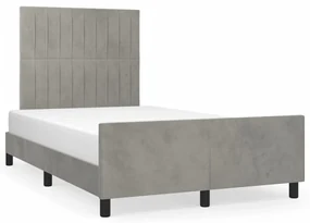 Giroletto con testiera grigio chiaro 120x190 cm in velluto