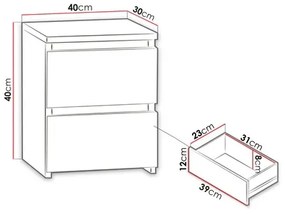 Comodino MALWA 40x40 cm bianco opaco