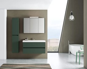 Mobile bagno sospeso con lavabo L 99.5 x H 50 x P 45.5 cm laccato opaco verde foresta 2 cassetti per vasca centrale Kora