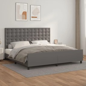 Giroletto Con Testiera Grigio 200x200 Cm İn Similpelle /