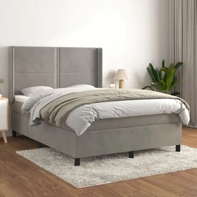 Giroletto A Molle Con Materasso Grigio Chiaro 140x200cm Velluto /