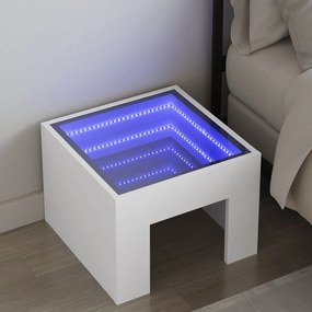 Comodino con led infinity bianco 40x40x30 cm