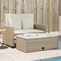 Divano da Giardino con Cuscini a 2 Posti Beige in Polyrattan 365135