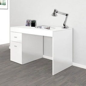 Scrivania  L 100 x H 75 x P 60 cm bianco lucido e bianco strutturato