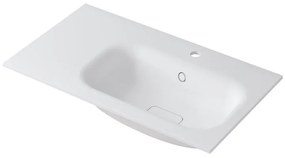 Lavabo integrale rettangolare vasca a destra L 90.5 x H 15 x P 46 cm in resina bianco lucido