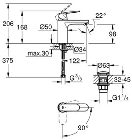 GROHE 23928000 - Miscelatore lavabo DN 15, misura M, cromo lucido