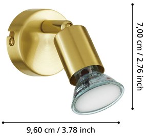 Spot Moderno Buzz Led In Acciaio Ottone 1 Luce Gu10 2,8W Ip20