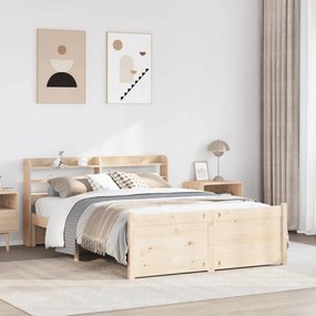 Giroletto Con Testiera 140x200 Cm İn Legno Massello Di Pino /