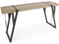 Consolle in acciaio con piano in legno BLOCKS 153x44 h76 cm