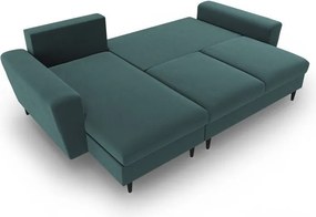 Divano angolare color petrolio allungabile e con contenitore con rivestimento in velluto Kyoto – Cosmopolitan Design