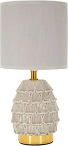 Lampada da tavolo beige in ceramica con paralume in tessuto (altezza totale 30,5 cm) Pigny – Mauro Ferretti