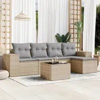 Set Divano da Giardino 6 pz con Cuscini Beige in Polyrattan 3254836