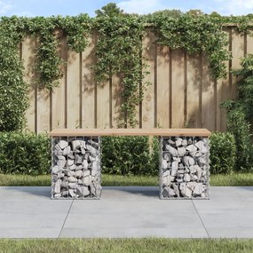 Panca giardino design gabbione 103x31x42 cm legno massello pino