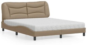 Letto Con Materasso Cappuccino 160x200cm Similpelle /